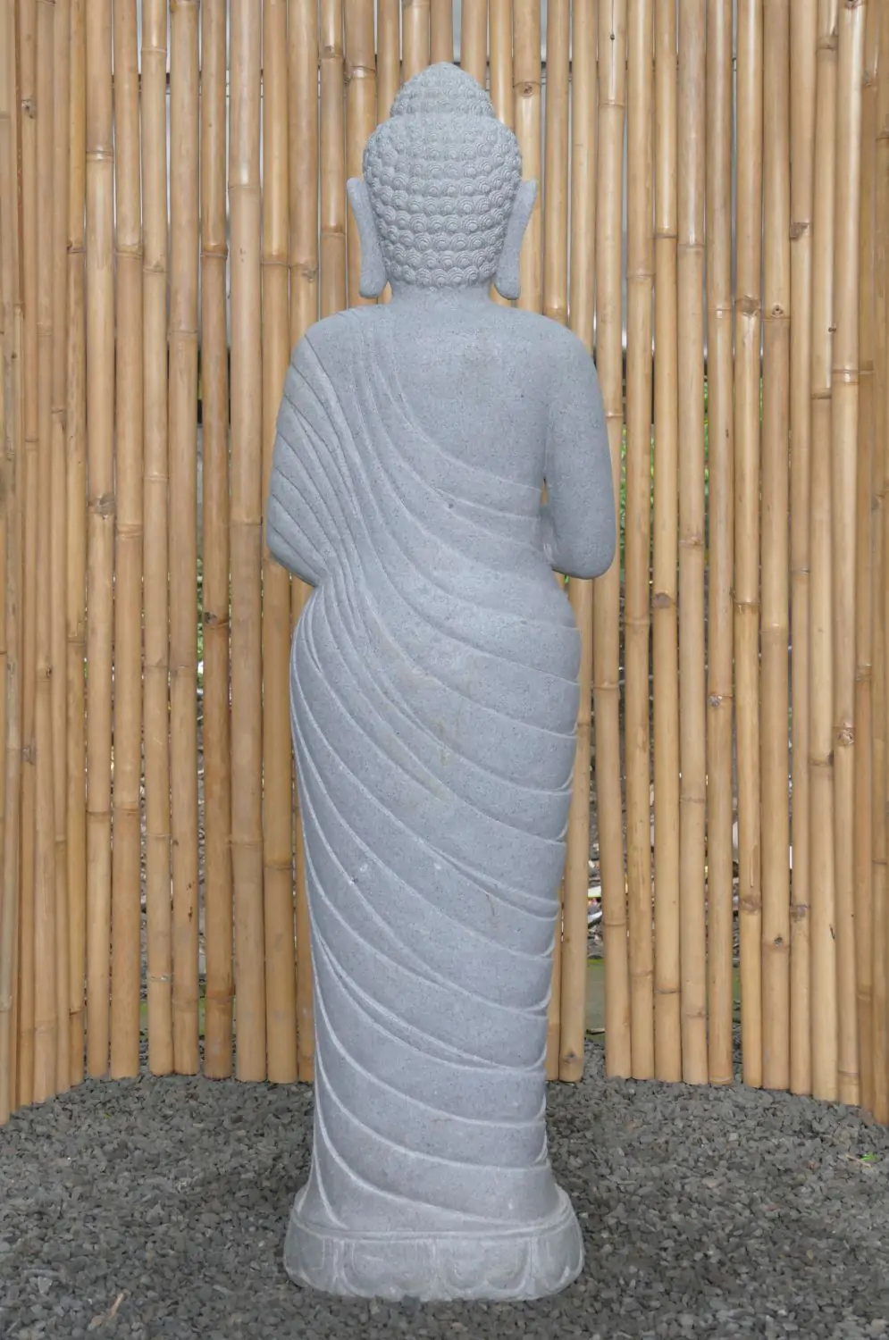  Product image 4 of the product “Standing Buddha made of Riverstone, position Namaskara , H. 149cm. ”